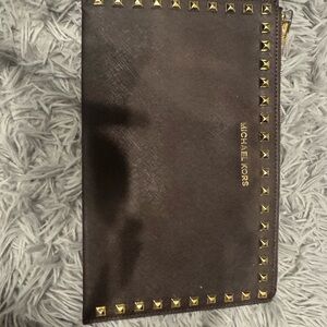 Michael Kors Tan Clutch with Gold Accents